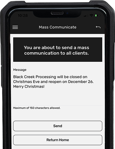 My Game Processor mobile phone screenshot showing the Mass Communication Screen